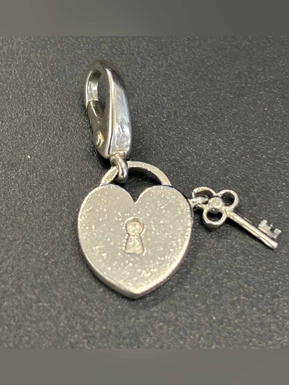 Sterling Silver 925 Heart Lock and Key Dangle Charm Love Theme